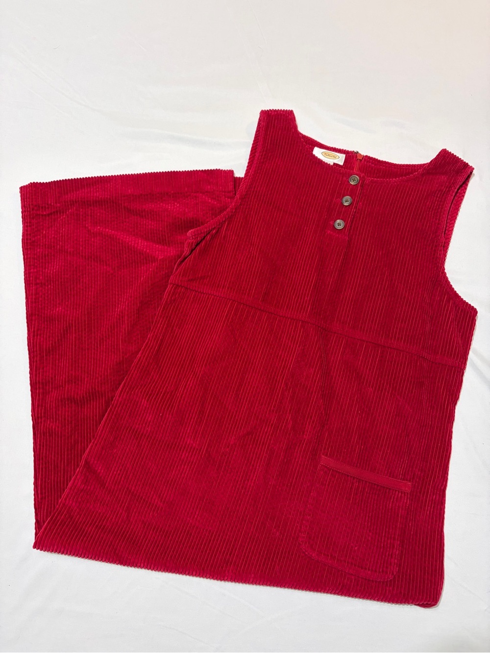 Talbots Vintage Red Corduroy Jumper Dress Womens 4 Maxi Long Sleeveless 90s Fall